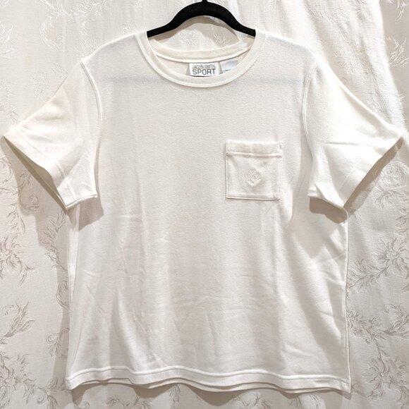 Vintage 90s Logo Pocket Tee Shirt XL White Cotton Relaxed Fit Preppy Old Money - Picture 1 of 4